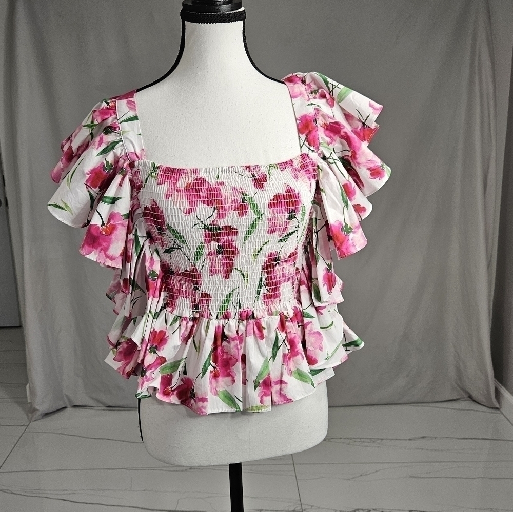 Misa Sleeveless Ruffle Shirt Size XS